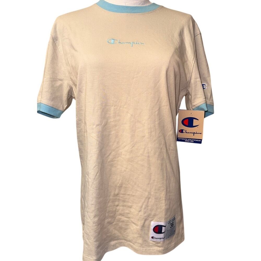 CHAMPION TEE BLUE AND TAN SIZE UNISEX SMALL NWT